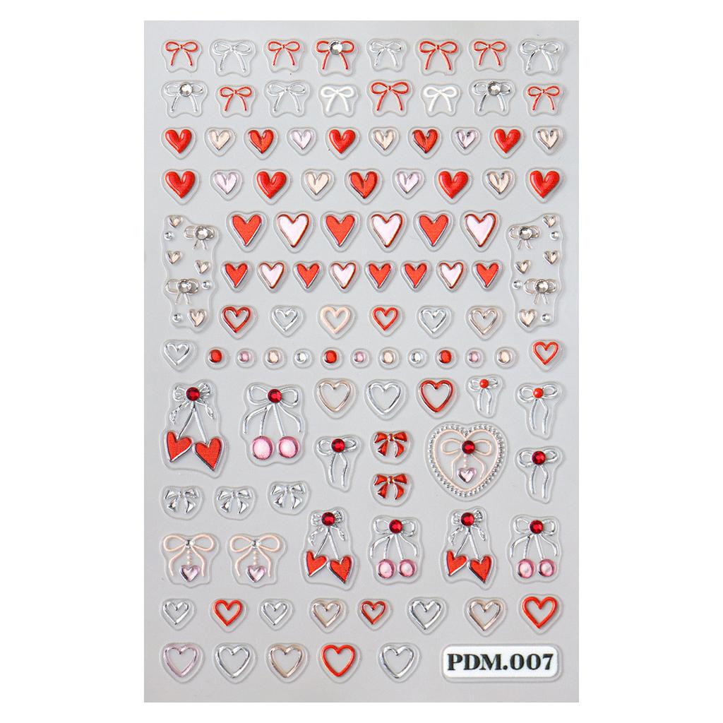 Nail Art Sticker Relief Three-Dimensional Crystal Diamond Jelly Cherry Strawberry Love Bow Point Diamond Adhesive Sticker