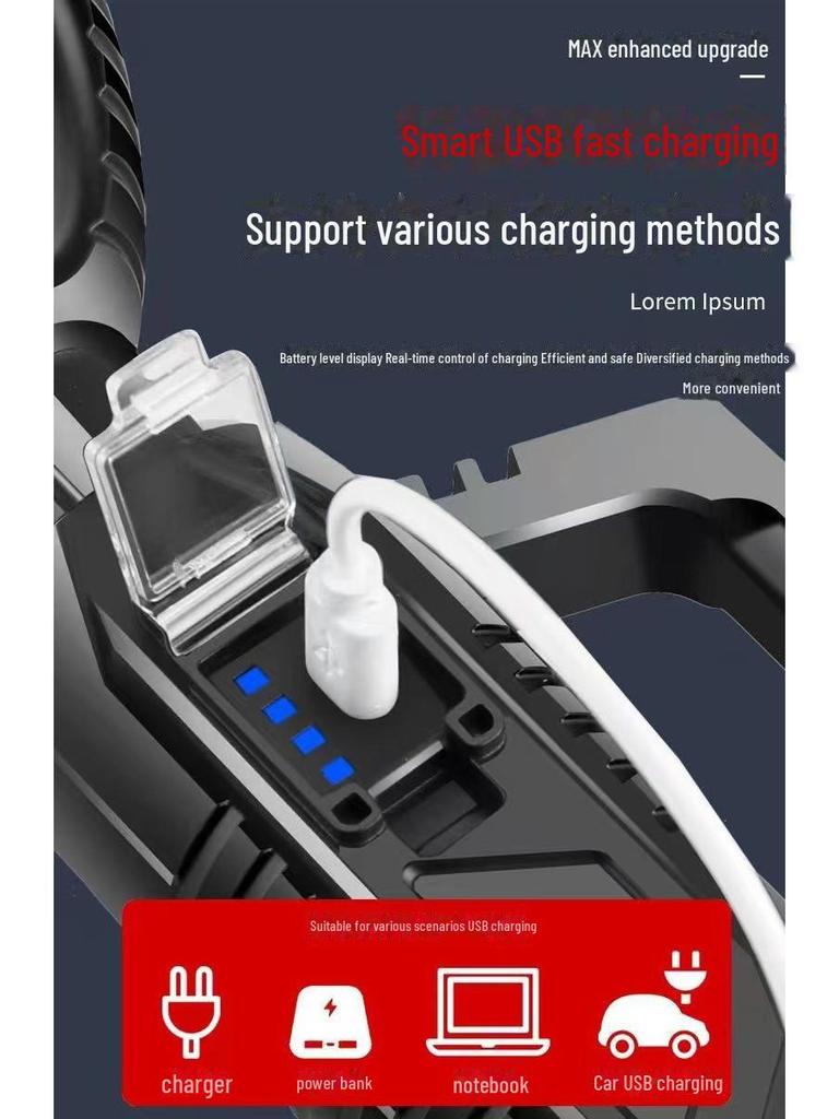 High-Power Long-Range Portable Searchlight - Super Bright, Multi-Function Outdoor Patrol Lamp