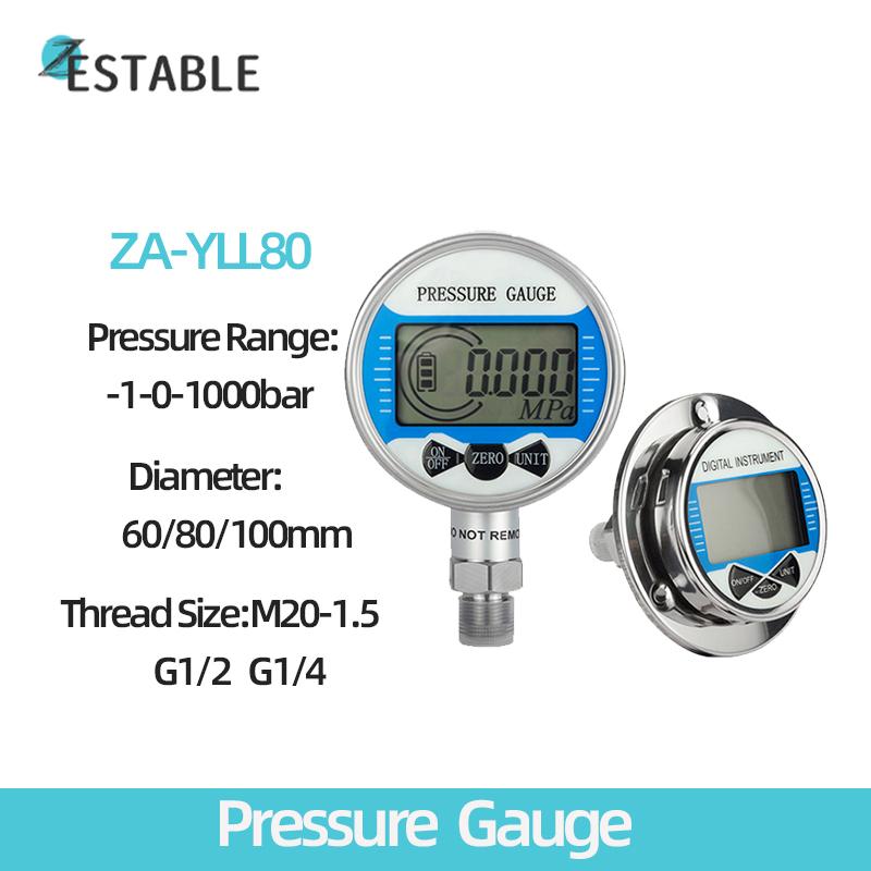 Pressure Gauge bar mpa psi 400/1000bar LCD display Air Liquid Fuel Oil Water Digital Pressure Manometer M20*1.5 Pressure Gauge