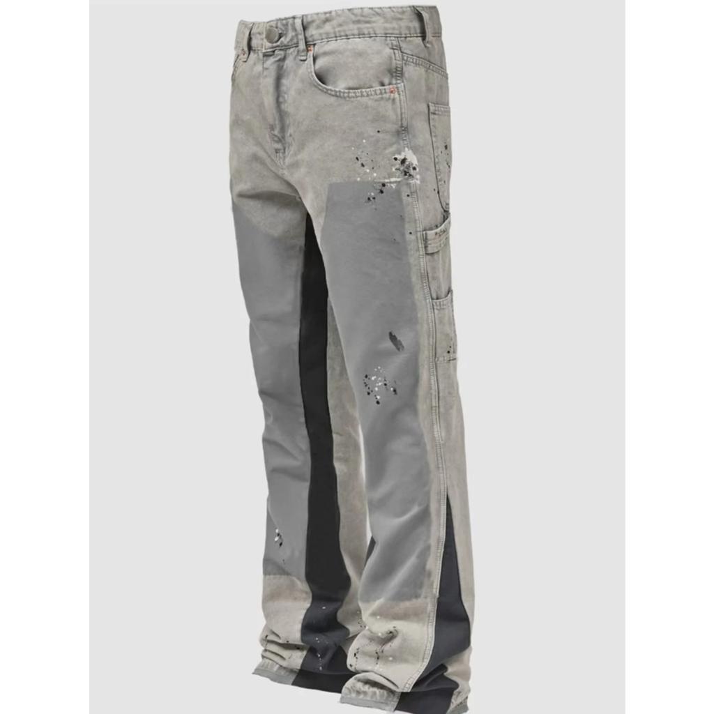 RogueWave Men's Punk High Street Raw-Edge Skinny Jeans with Micro Trumpet Detail  Y2K Low Rise Stretch Floor Length Biker Rock Pants