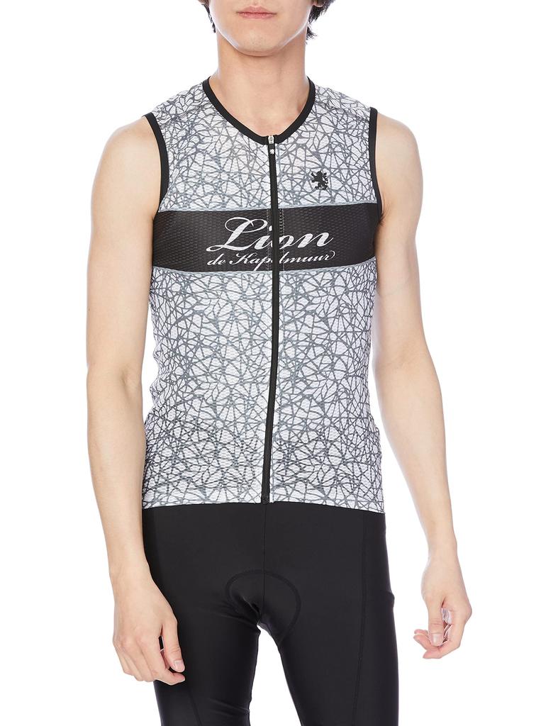 Lion De Capelmuur Sleeveless Indoor Cycling Stretch Size L Jersey, Moisture-Wicking, Quick-Drying, Italian-Made 2-Way Fabric, Black,