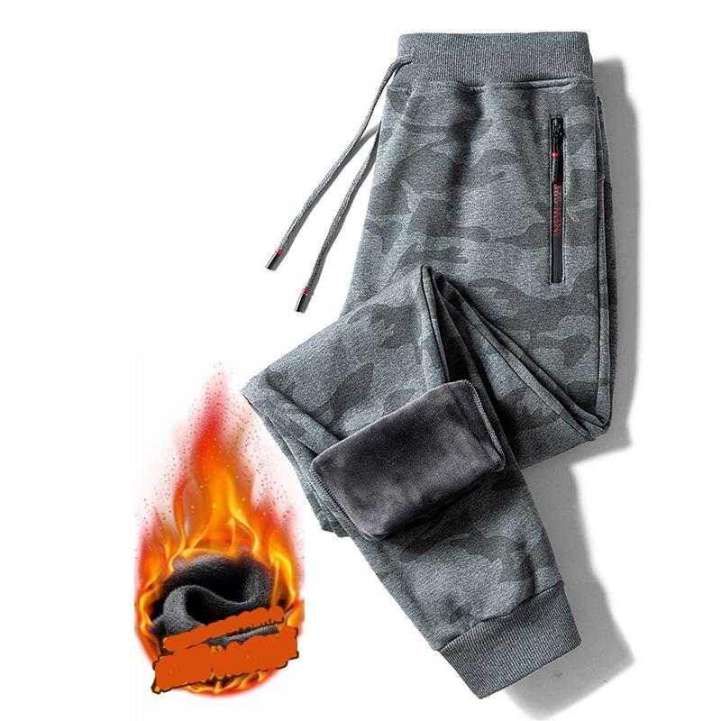 Камуфляжные брюки из чистого хлопка для мужчин, весенние и осенние свободные леггинсы, спортивные штаны для мужчин, зимние плюшевые повседневные брюки