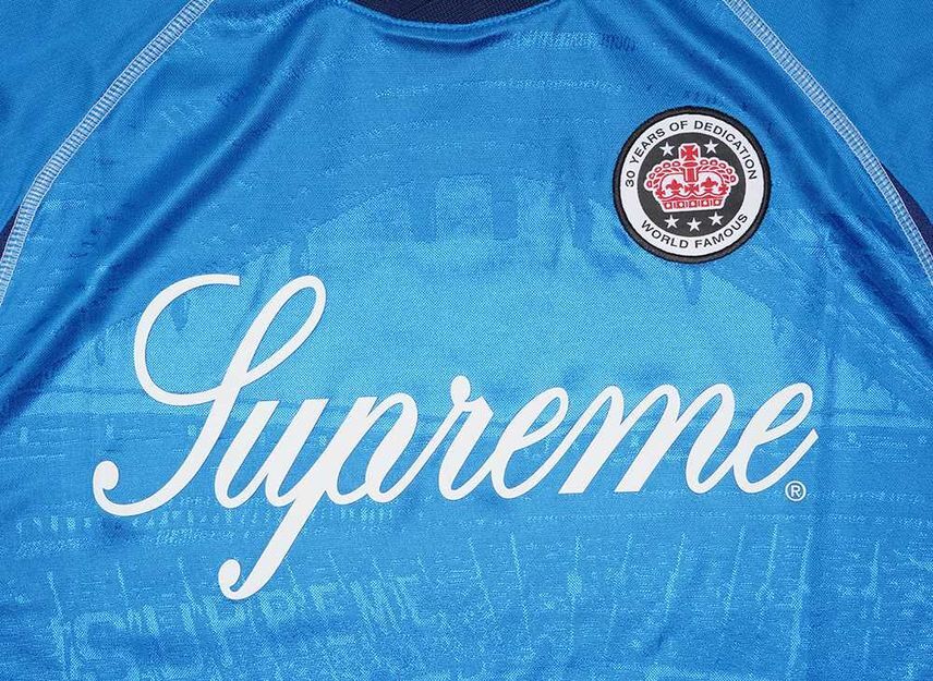 Supreme Жаккардовая футбольная майка синяя