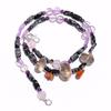 Natural Smoky & Rose Quartz Snowflake Obsidian Smooth Beads Necklace 17" UB-4661 UB-4661