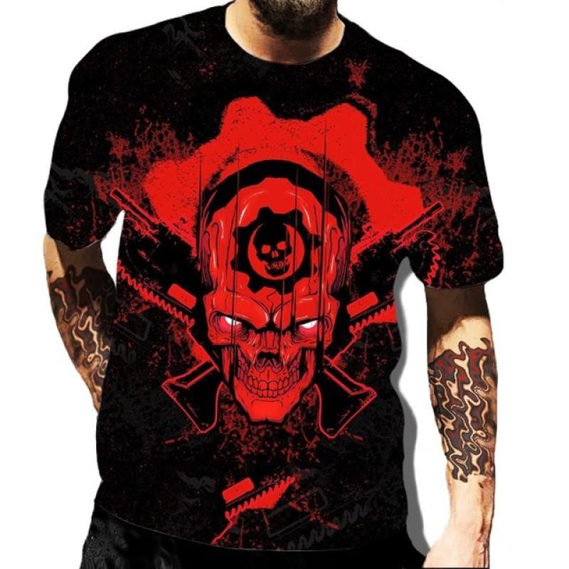 Skull Printed Men's T-shirt Horror Style Summer 3D Short Sleeved Trend Personalized Men's Clothing New Round Neck Men's T-shirts