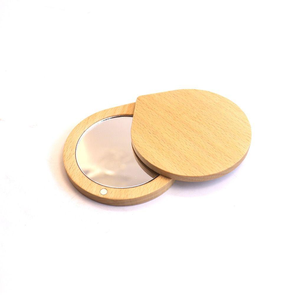 Mini Black Walnut Wood Makeup Mirror Rotatable Foldable Rotating Cosmetic Mirror Round Magnetic Closure Compact Pocket Mirror