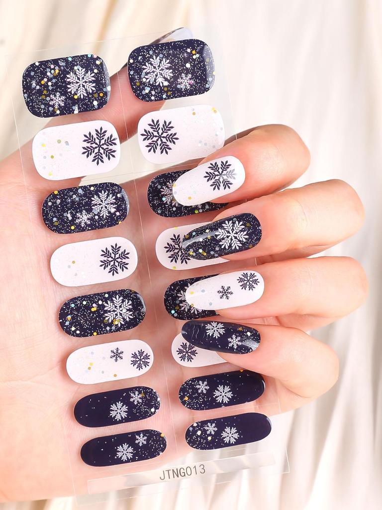 Рождественские полупрозрачные гелевые наклейки для ногтей с УФ-лампой