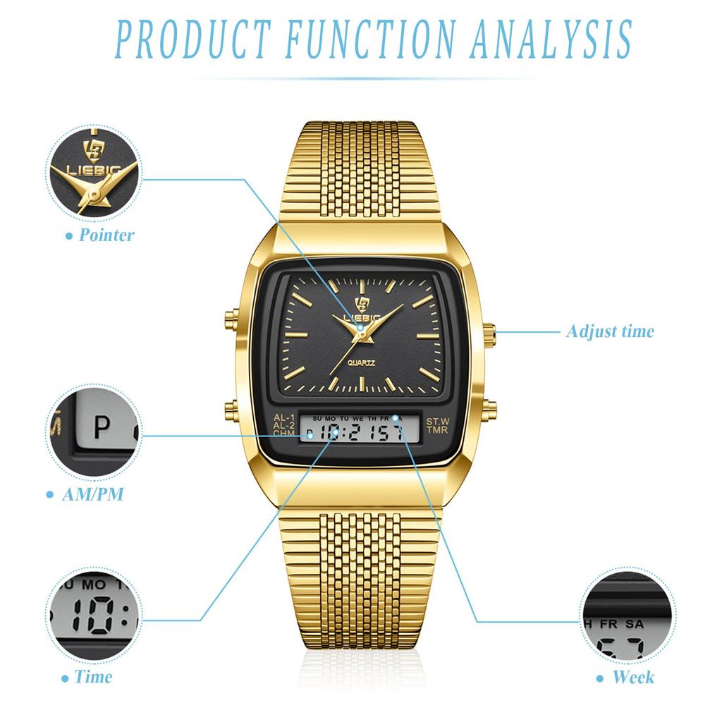 Waterproof Gold Antique Stainless Steel Rectangular Watch Quartz Watch Fashion Watch Gold Birthday Anniversary Day Christmas Day Present Men's