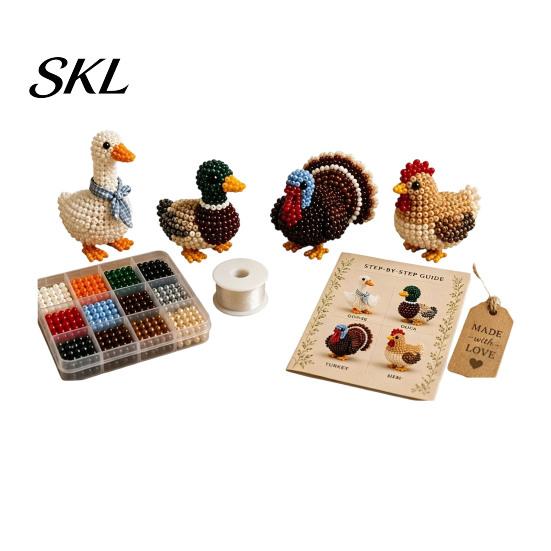 Detailed Beading Tutorial Tiny 3D Beaded Animal Kit, Cute DIY Kit with Colorful Beads and Craft With And Thread Instructions, 4 Designs Handmade