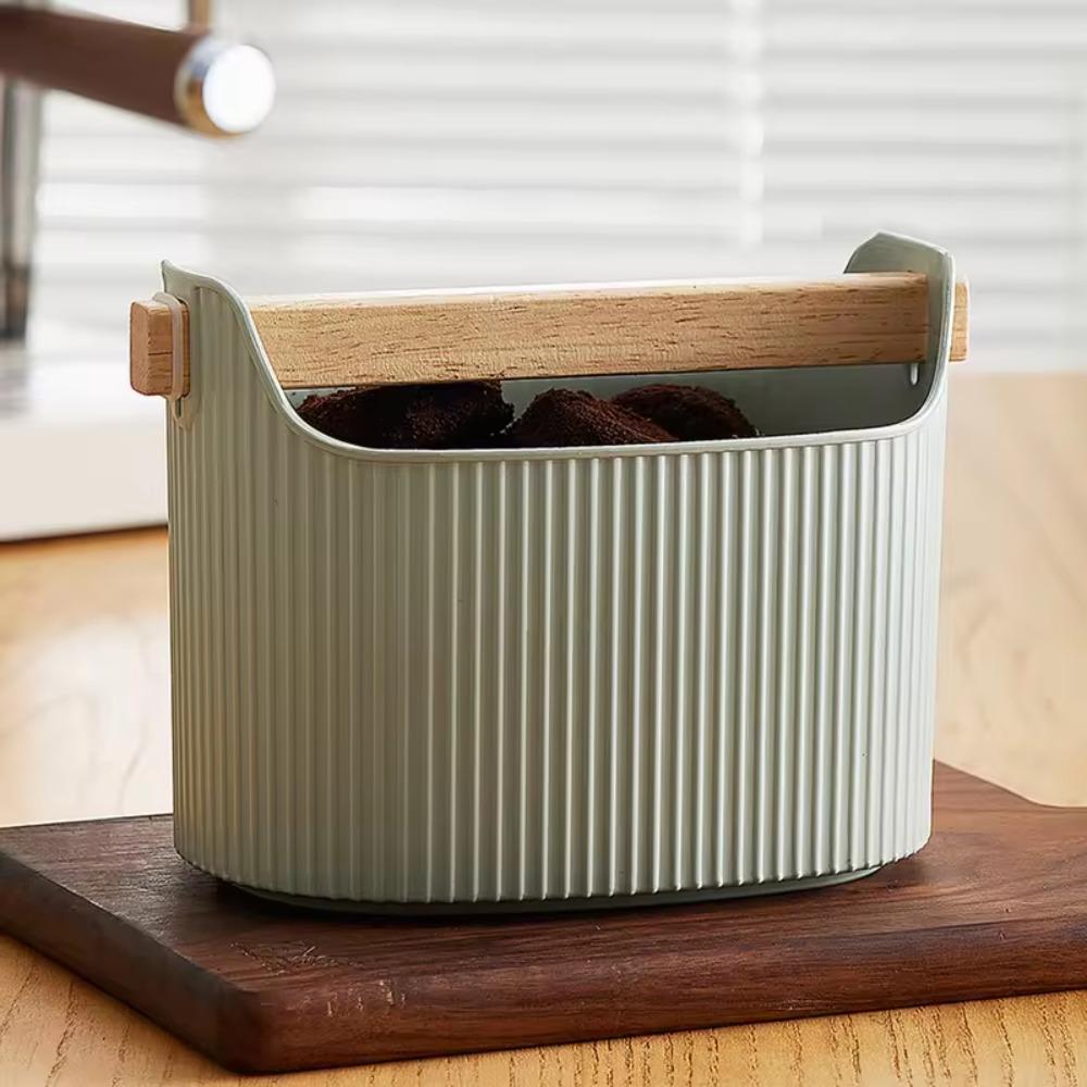 Oblique Mouth Design Coffee Grind Knock Box Wood Handle Espresso Dump Bin Bar