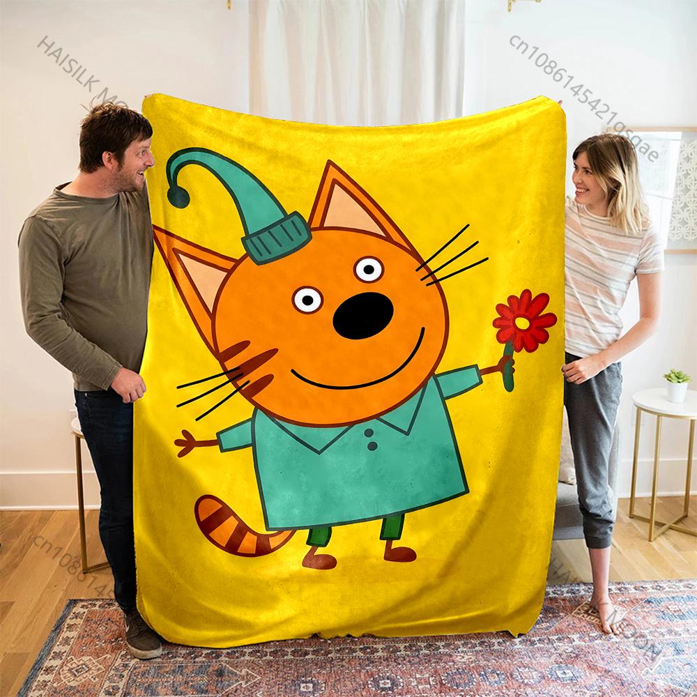 Cute Cartoon K-Kid E-cats Print Blankets Adult Children Warm Blankets Home Travel Car Soft and Comfortable Blankets Luxury Gifts