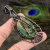 Malachite, Moonstone Gemstone Copper Wire Wrap Jewelry Pendant 3.15"