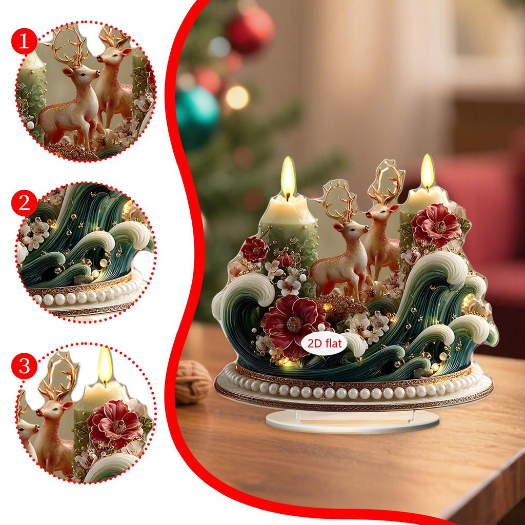 2D Christmas Plague Acrylic Ornament Collection Crafts Artwork Decors for Centerpiece Bookshelf Desk