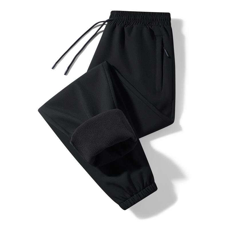 Новые мужские зимние толстые и флисовые повседневные спортивные брюки, теплые свободные ветрозащитные брюки для папы среднего возраста