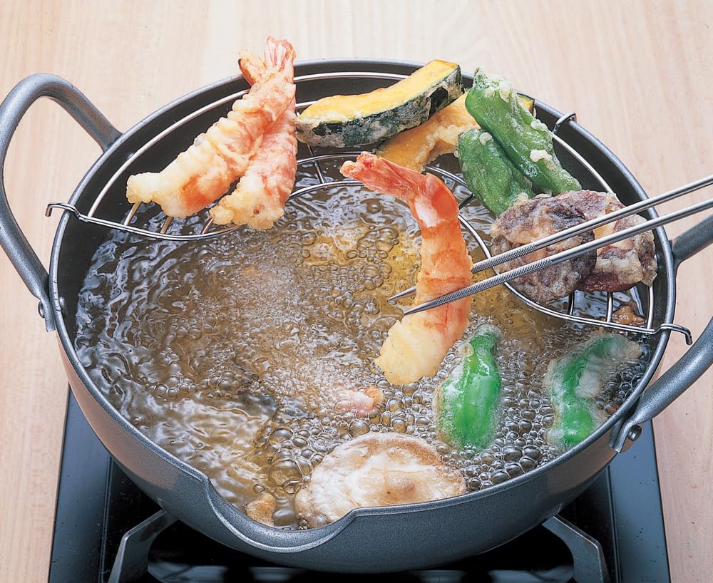 Tamahashi Deep Gas Fire Made of Поставляется с сеткой для слива Tempura Made in Gokuten фритюрница, 28 см, IH, совместимая, железная, масло, кастрюля, Япония, GT-28W