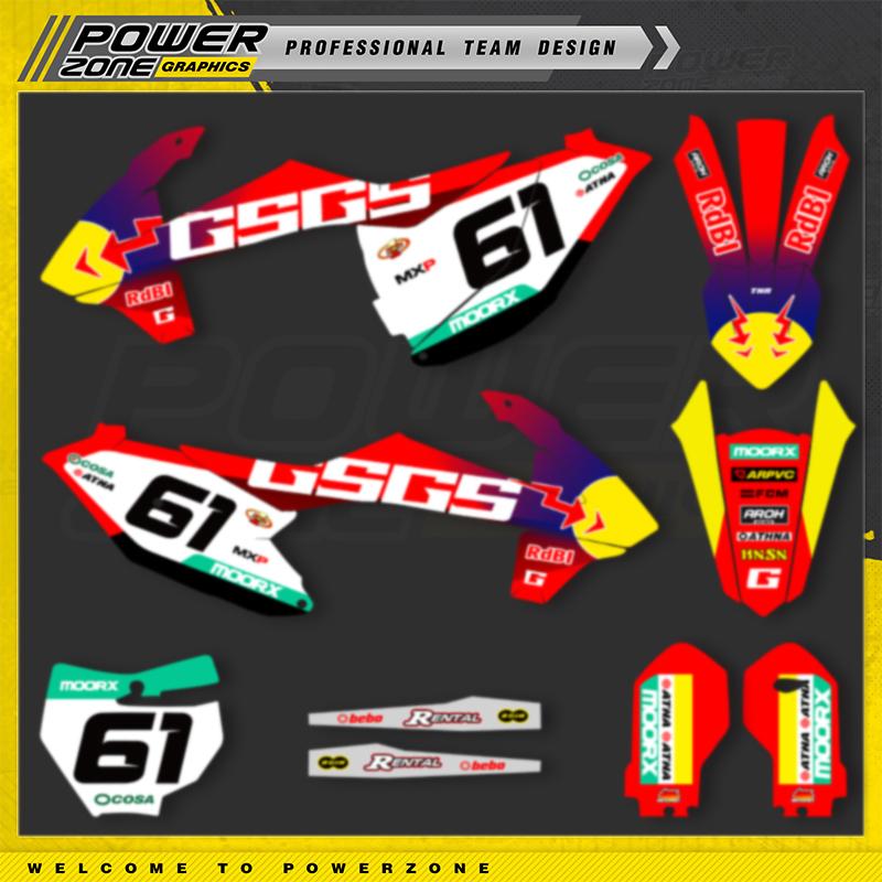 PowerZone Custom Team Graphics Backgrounds Decals Stickers Kit For GASGAS 85 MC 2021 2022 85cc