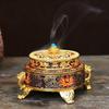 Copper Alloy Antique Incense Burner Aromatherapy Incense Burner Sandalwood Embossed Enamel Painted Temple Plate Incense Burner