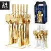 24 Pieces Luxury Tableware Cutlery Set Stainless Steel Tableware Set Gold Tableware Set Knife Fork Spoon Dishwasher Tableware