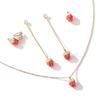 Strawberry Ear Clips & Necklace Set: Charming and Fresh Design for Women and Girls Without Ear Piercings.