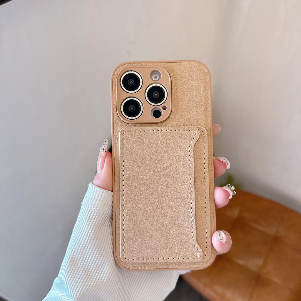 Чехол-кошелек из однотонной кожи личи для iPhone 16 15 14 13 12 Mini 11 Pro X XS XR Max 8 7 Plus с отделением для карт и защитным чехлом