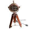 55.88 Cm Nautical Copper Spotlight Table Lamp Handmade Wooden Adjustable Tripod Stand Maritime Home Decor