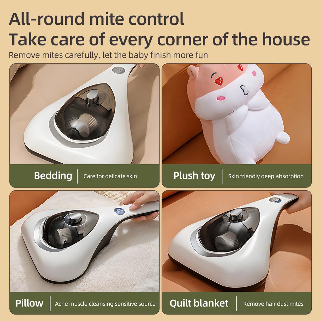 Пылесос для кровати, 10 кПа, сильное всасывание и малошумный моющийся HEPA-фильтр фиолетового цвета для глубокой очистки