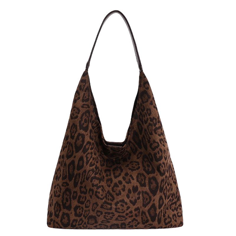 Leopard print bag women's 2025 new autumn and winter light luxury niche high-end tote bag large-capacity commuter shoulder bag