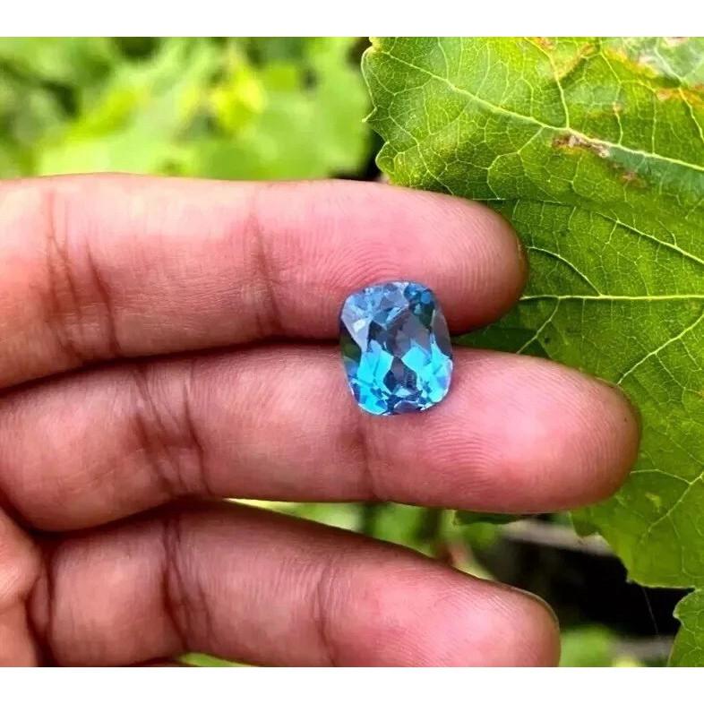 Natural Cushion Cut Certified Santa Maria Blue Aquamarine Loose Gemstone