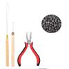Hook Needle Hair Extensions Tools Kit Crochet Hook Pulling Needle 500pcs Micro Ring Beads Loop Threader Silicone Rings