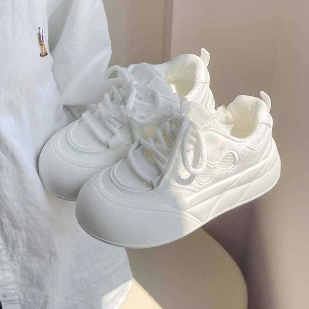 Летние сетчатые дышащие туфли для хлеба женские новые на платформе белые туфли оригинальная ниша универсальные спортивные кеды