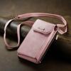 Multi-function Cellphone PU Leather 9 Card Slots Wallet Case with 2 Ropes for iPhone Samsung Xiaomi Anti-theft Brush Universal Size Zipper Bag