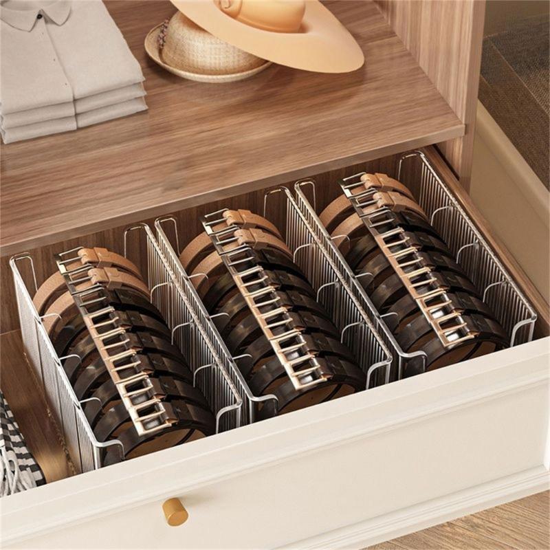 Clear Organiser Box For Neckties Belts Jewelry Multi Compartment PET Storage Case Home Organization Tool