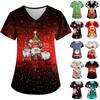 Women's Fashion V-neck Short Sleeve Workwear With Pockets Christmas Printed Tops