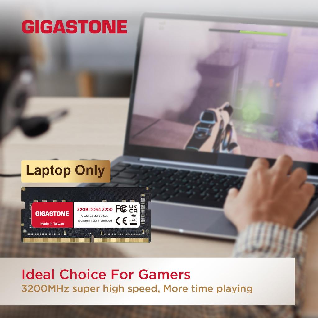 GIGASTONE 32GB x 2 DDR4 3200MHz or CL22 SODIMM Unbuffered Laptop Memory Module Upgrade (64GB Kit) (2933MHz 2666MHz) PC4-25600 (PC4-23400/21300) 1.2V