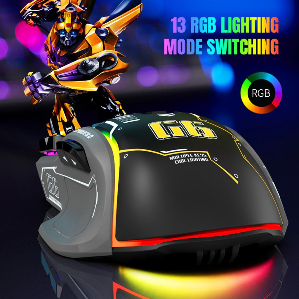 10 Key Wired Gaming E-sports Mouse Macro Programming, 13 RGB Lighting Modes, 6-speed 12800dpi