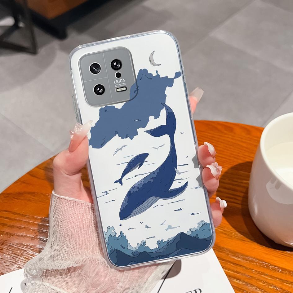 Для Xiaomi 13 14 12 12S 12T 12X Ultra Lite Poco M7 X7 Pro чехол для телефона милый мультяшный рисунок животного прозрачный силиконовый защитный чехол для Xiaomi Capa