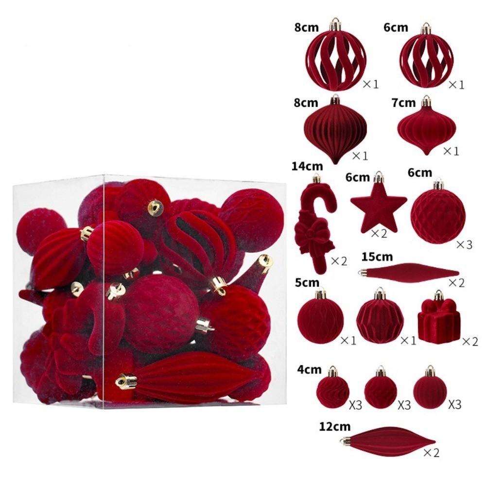 28pcs Special-shaped Xmas Tree Charm Flocked Christmas Supplies Party Decoration