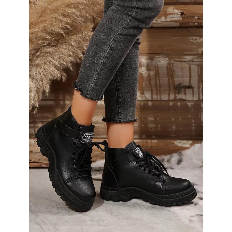 Женские ботинки Мартина больших размеров 2025 Осень/Зима Новое поступление Британский стиль Шнуровка Ботильоны Модная массивная подошва Короткие ботинки