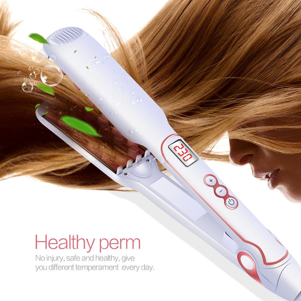 Утюжок для придания объема волосам, выпрямитель для волос, щипцы для завивки, керамические щипцы для завивки волос, блестящие и шелковистые, 2 в 1, выпрямляющий и завивающий утюжок.