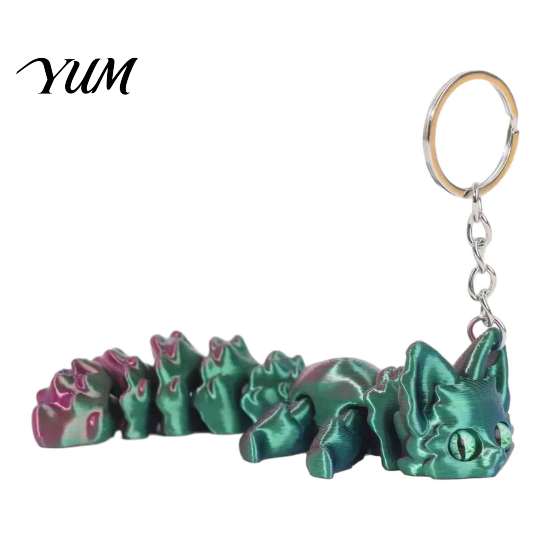Flexible Jointed Figurine 3D Printed Articulated Fox Keychain, Joint Animal Pendant with Metal Unique Gift for Friends Key Ring, Creative Desk