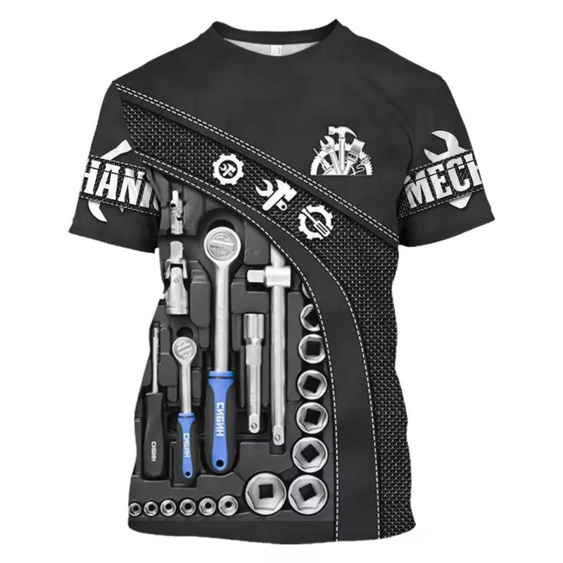 Men T Shirt Vintage T-shirt Summer Clothing Personalized Name Mechanic 3d Print Tops 6XL Street Casual Sports Oversized Pullover