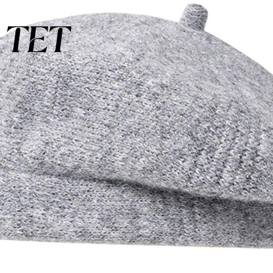 Stylish French Style Beret Knitted Hat for Women, Winter Warm Painter Cap, Fleece Fashionable Solid Color Lined, Cozy Artist Cold Weather Weekend