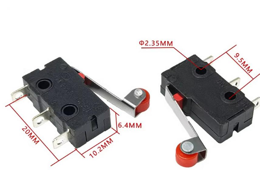 KW12 Micro Tripod Lever Switch, 5A/250V, KW11-3Z, Travel Limit Contact Button.