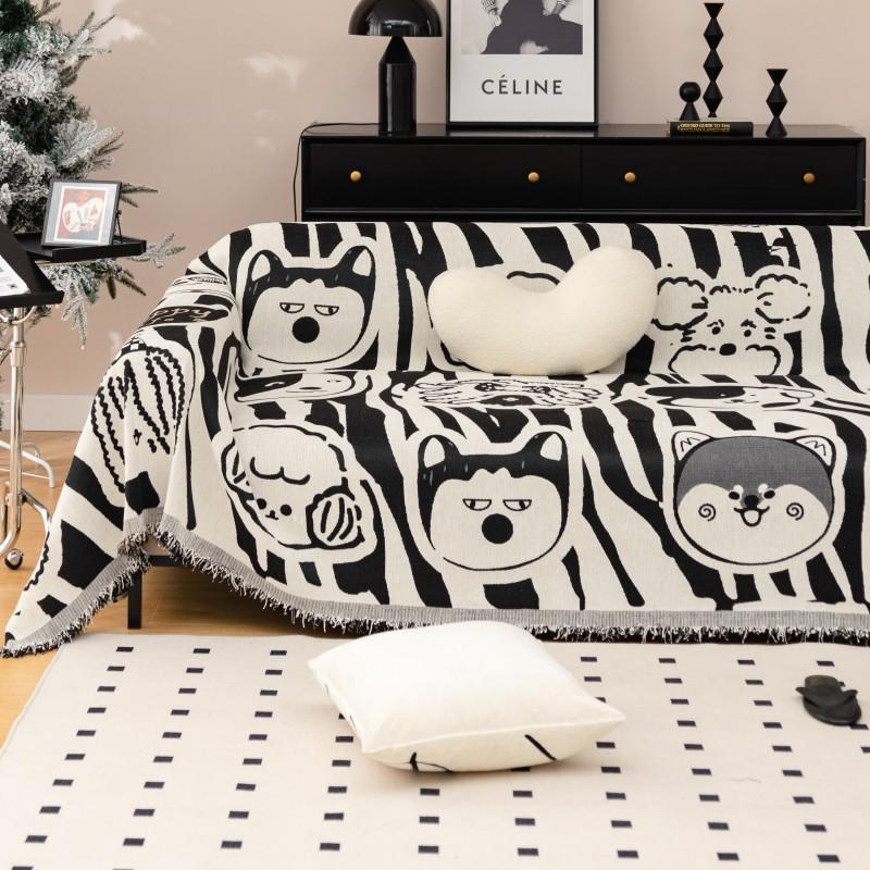 Чехлы на диван из синели с рисунком собаки, универсальное нескользящее одеяло с защитой от кошачьих царапин, четырехсезонное, полное покрытие, чехол для дивана