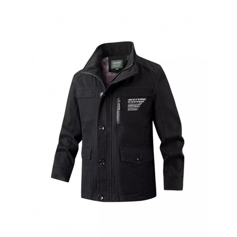 Куртка мужская весенне-осенняя куртка повседневная спортивная тренчкот с лацканами корейская версия модная многокарманная куртка из чистого хлопка