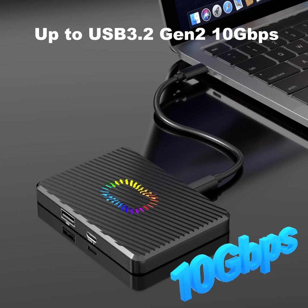 Двухсекционный корпус для M2 NVME SSD с RGB 10 Гбит/с PCIe NVME док-станция USB3.2 GEN2 Твердотельный M.2 Адаптер для бокса для жесткого диска для ПК