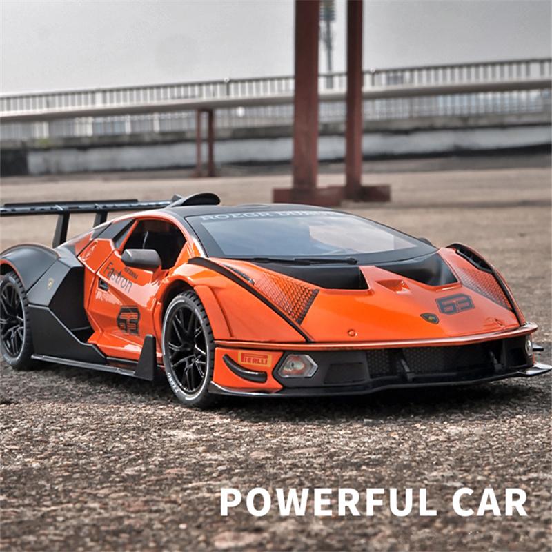 1/24 Lamborghini Essenza SCV12 сплава спортивная модель автомобиля литые металлические игрушечные транспортные средства коллекция моделей автомобилей имитация звука света детский подарок