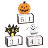 Деревянный календарь обратного отсчета на Хэллоуин, Адвент-календарь на Хэллоуин, тыква ручной работы, замок-призрак, настольное украшение