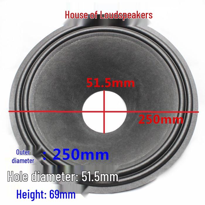 10" Speaker Woofer with Thickened Paper Cone and 2-Fold Cloth Edge, Hole Size: 49.5mm-75.5mm Adjustable
