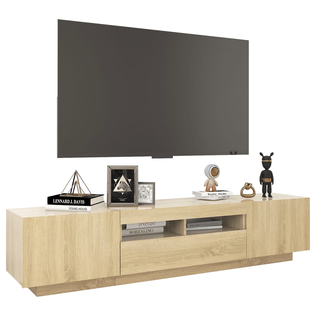 Vidaxl Szafka Tv Z Oświetleniem Led, Kolor Dąb Sonoma, 180X35X40 Cm